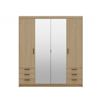 Szeroka szafa z lustrem szufladami 176 cm garderoba TRINO dąb olejowany